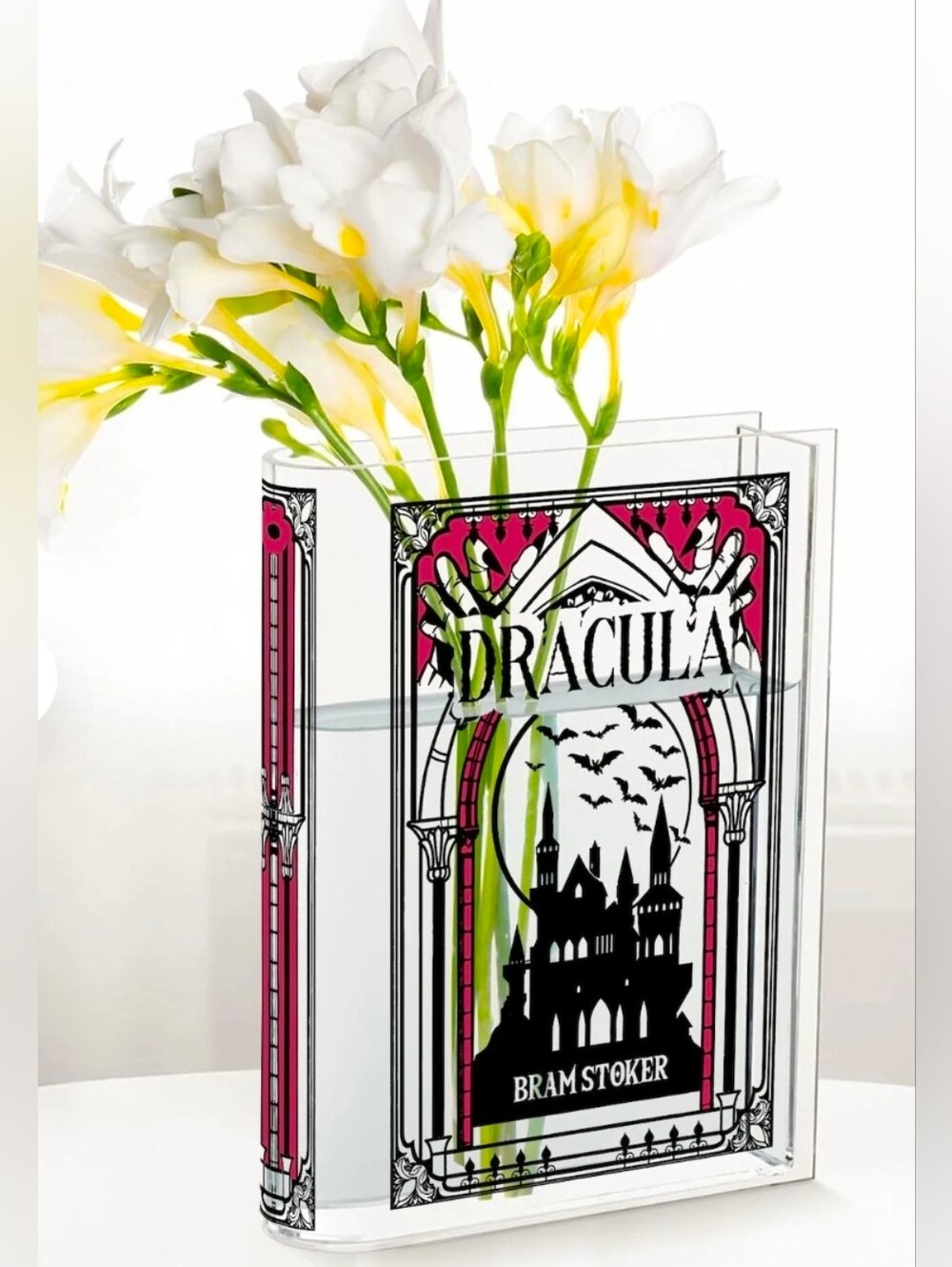 Biblio Bloom, Acrylic Vase Decorative Dracula Hardcover Book